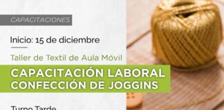 JUNÍN LANZA CURSO GRATUITO DE TEXTIL PARA LA CONFECCIÓN DE JOGGINS