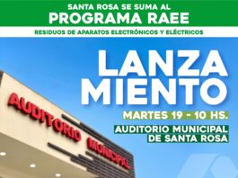 SANTA ROSA SE SUMA AL PROGRAMA RAEE Y EL MARTES 19 SERÁ SU LANZAMIENTO OFICIAL
